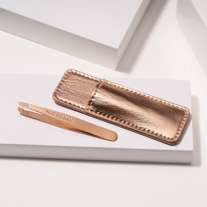 Rose Gold Mini Slant Tweezer & Case 3