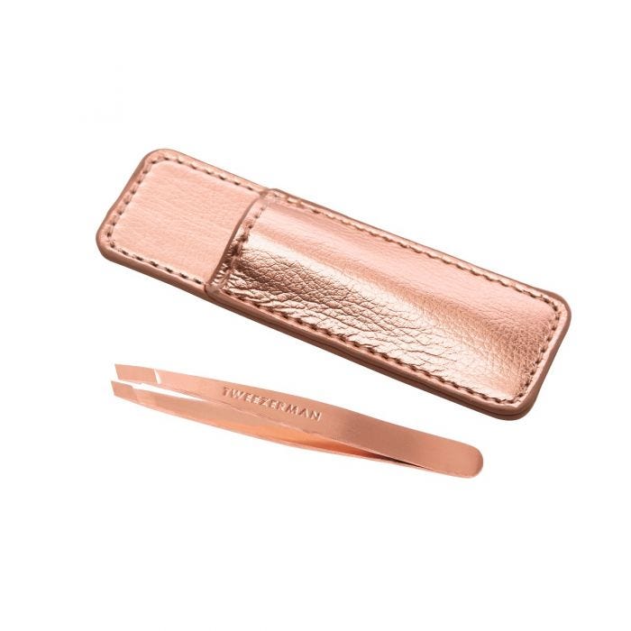 Rose Gold Mini Slant Tweezer & Case