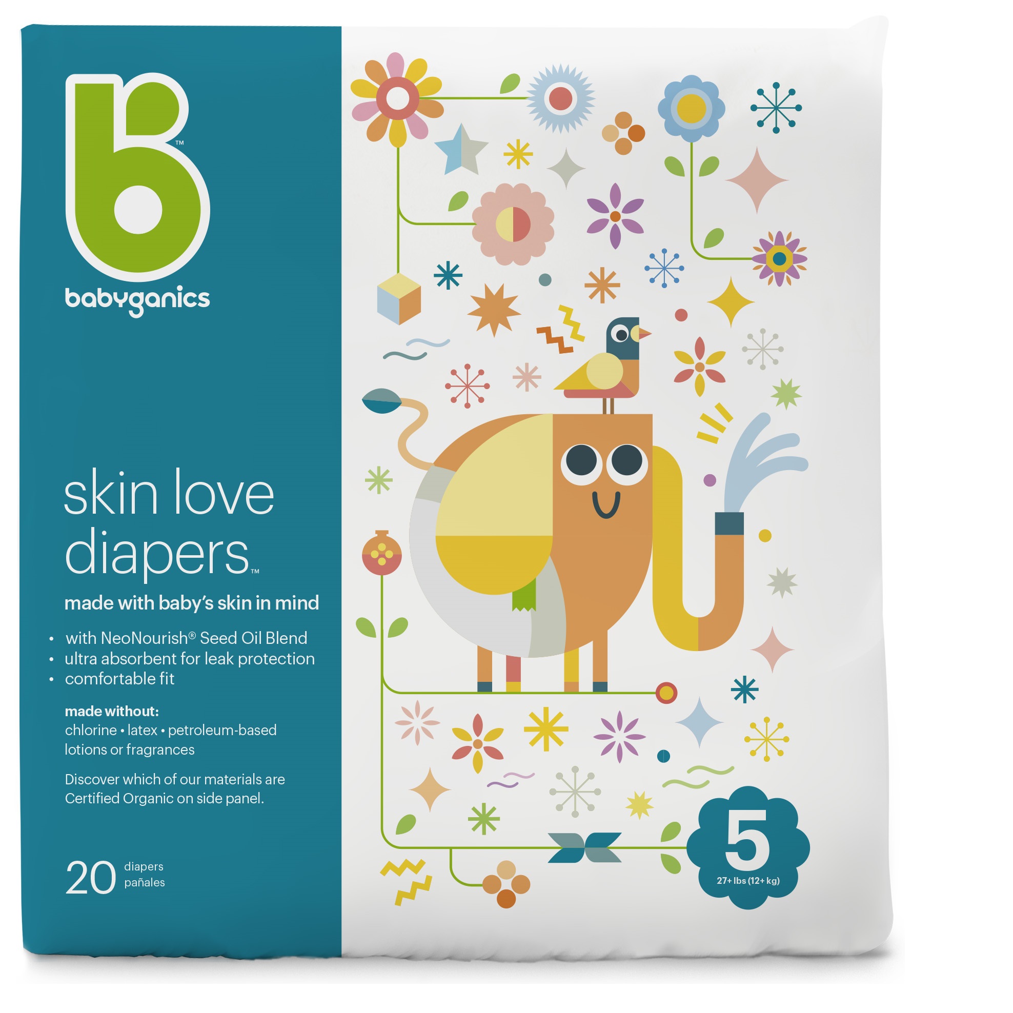 skin love diapers, size 5 1