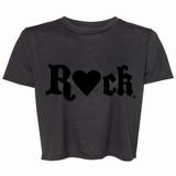 BLACK ON BLACK ROCK CROP TEE