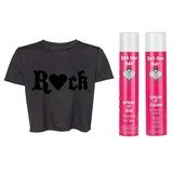 BLACK R?CK CROP TEE + SPRAY IT BIG HAIR SPRAY AND DRY SHAMPOO