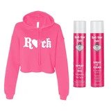 PINK R?CK CROP HOODIE + SPRAY IT BIG HAIR SPRAY AND DRY SHAMPOO