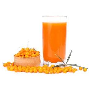 Sea Buckthorn Juice In Glass Isolated On White Background