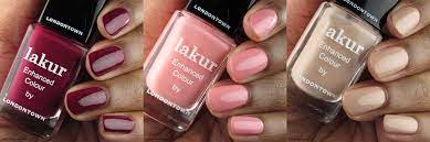 Lakur nail polish in three shades.